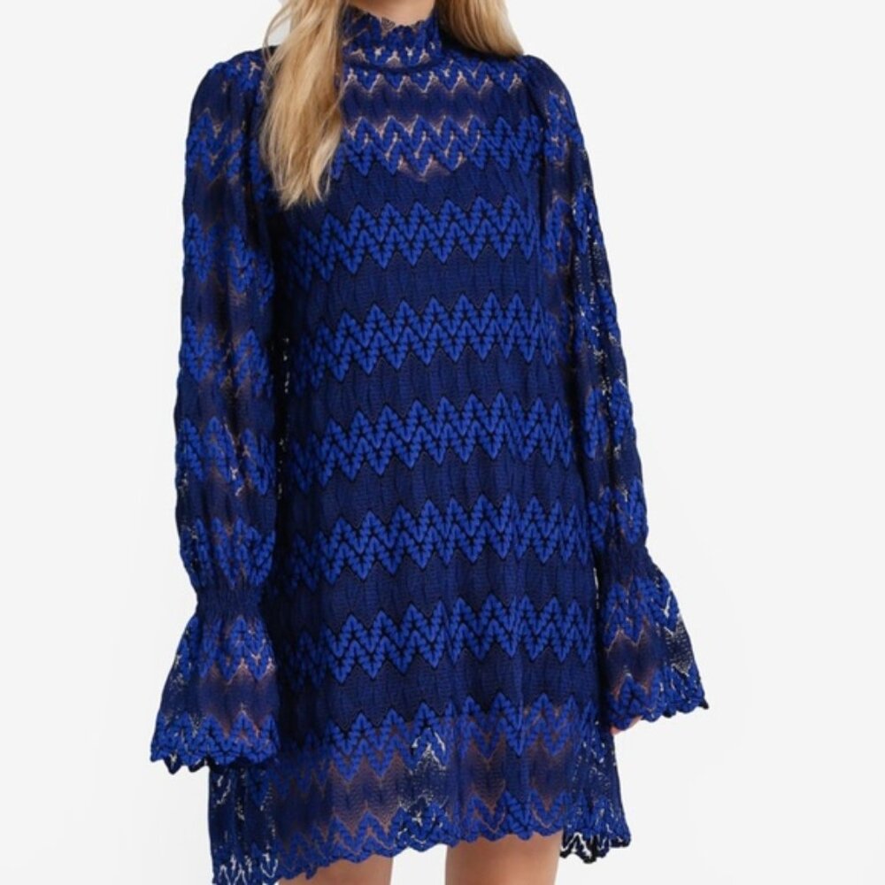 Free People NWT Women's SIMONE Mock Neck Lace Mini Dress, Size Small